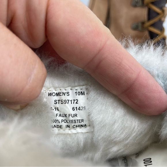 Sperry Luca Peak Tan brown suede leather fur lined wedge hiking boot Sz 10 - Picture 8 of 9